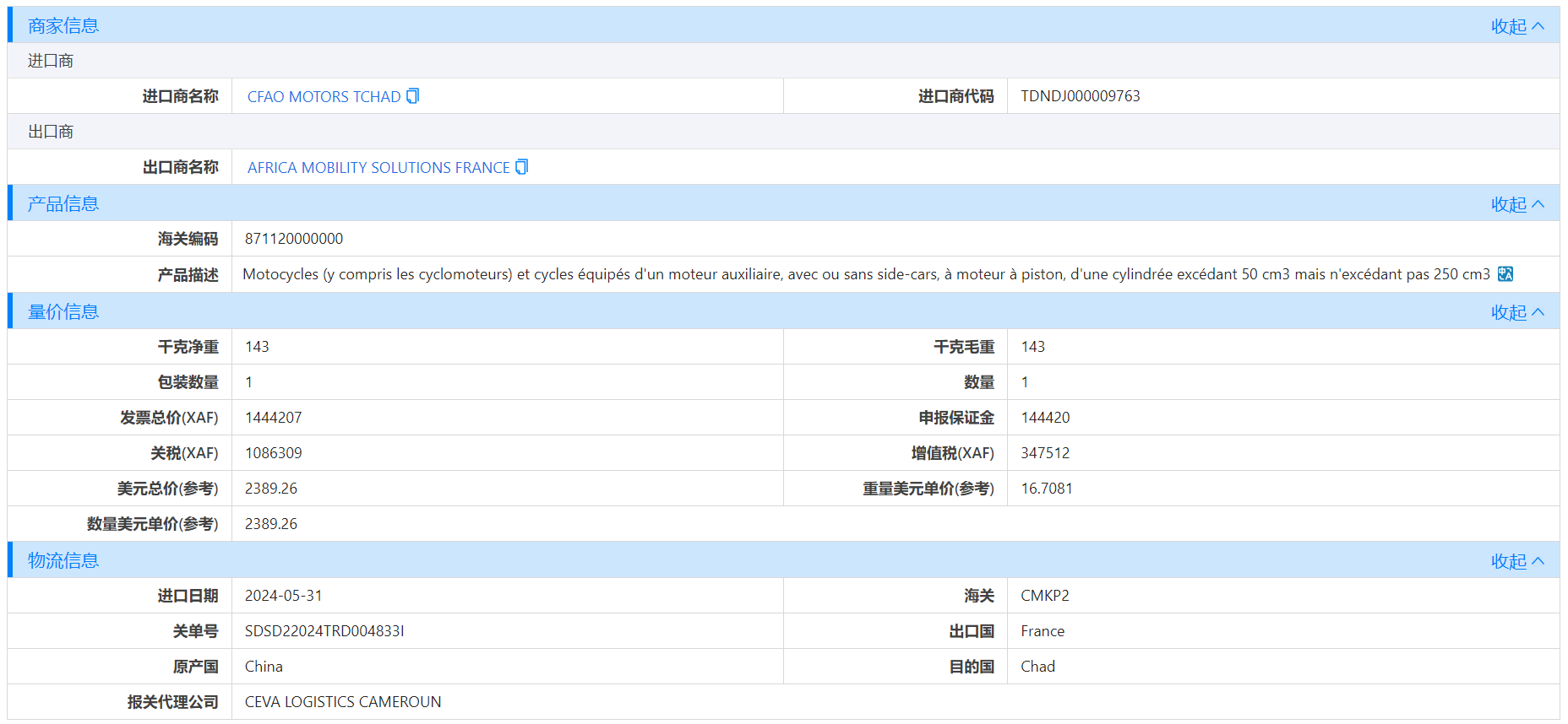 乍得海关数据,海关数据,K8凯发(中国)海关数据